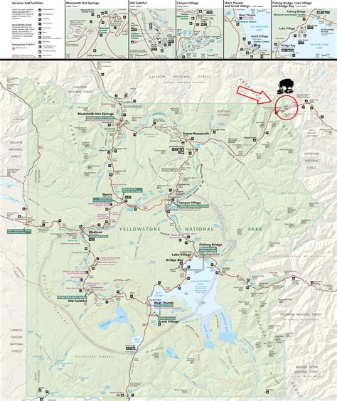 yellowstone national park map lodging